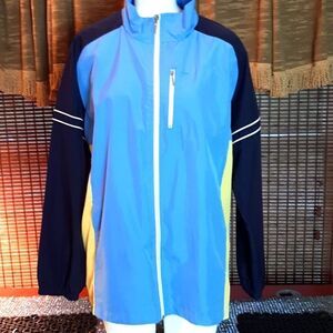 Light Blue and Navy Women's Windbreaker Jacket